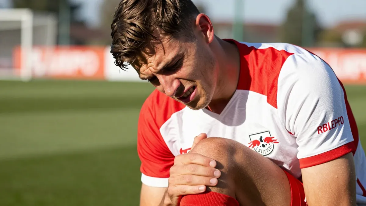 RB Leipzigs Neuzugang Rocco Reitz muss nach einer Oberschenkelverletzung im Training für mehrere Wochen pausieren, wie...